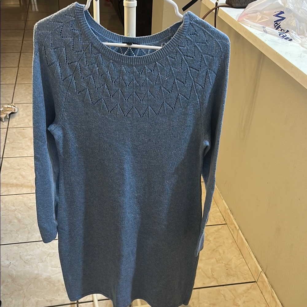 Blue Knit Sweater Dress
